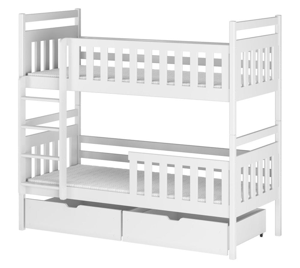 Veneti Detská posteľ so šuplíkmi LARA - 80x160, biela
